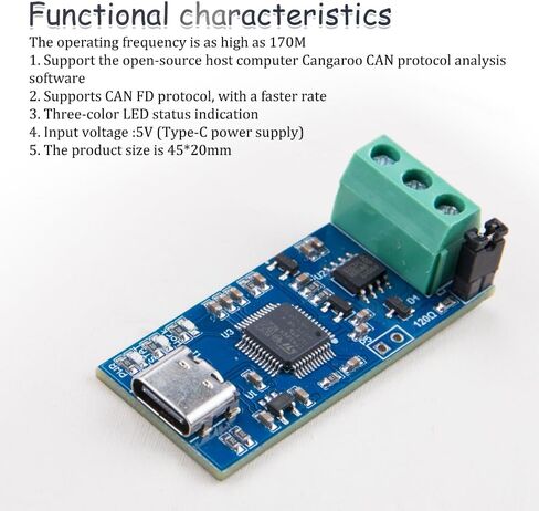 ZORZA 1Pcs Efficient USB to CAN Converter Module Supports CAN2.0A & CAN2.0B 5V Type C Power Supply V2.0 CAN Bus Analyzer for Advanced Data Analysis LED Indicator Included in Saudi Arabia