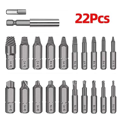 22/33Pcs Screw Extractor Drill Bit Set Magnetic Extension Bit Holder Damaged Screw Removal Tools(Extractor Silver 22) in Kuwait