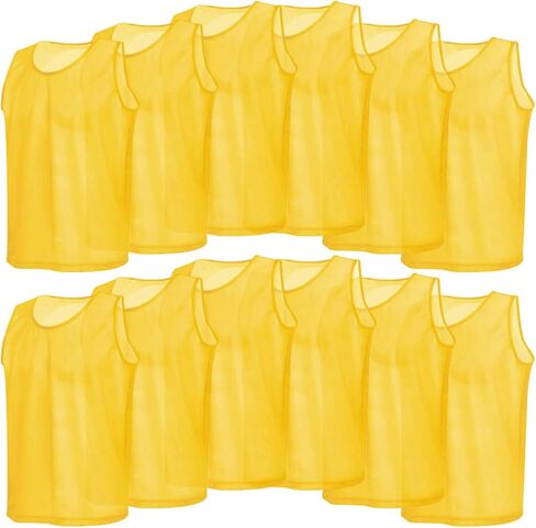 12 Pack Training Jerseys,Adults Training Vests Mesh Sports Shirt for Soccer Football(Yellow) in Saudi Arabia