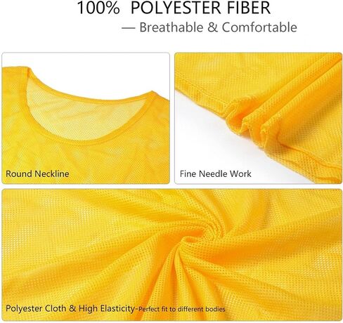 12 Pack Training Jerseys,Adults Training Vests Mesh Sports Shirt for Soccer Football(Yellow) in Saudi Arabia