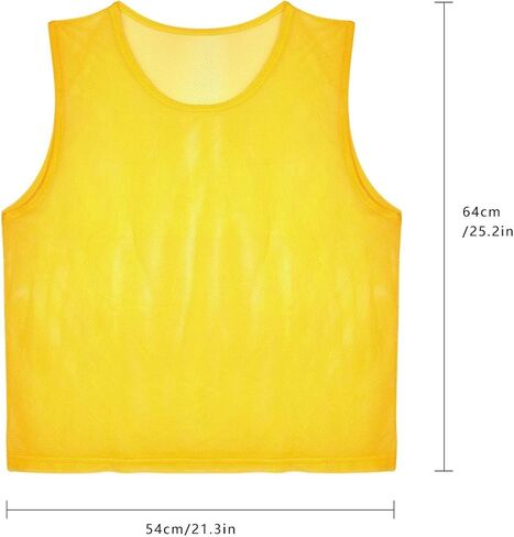 12 Pack Training Jerseys,Adults Training Vests Mesh Sports Shirt for Soccer Football(Yellow) in Saudi Arabia