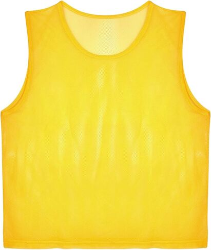12 Pack Training Jerseys,Adults Training Vests Mesh Sports Shirt for Soccer Football(Yellow) in Saudi Arabia