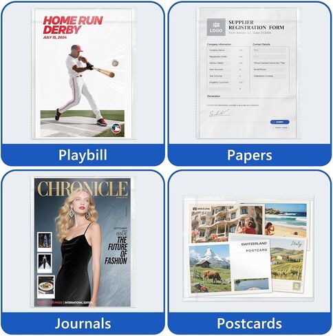 DEDC 400Pcs Magazine Covers Plastic Protector, Magazine Bags and Boards, Standard Size 9x11.8 inches, Magazine Sleeves and Boards for Storage and Display in Kuwait