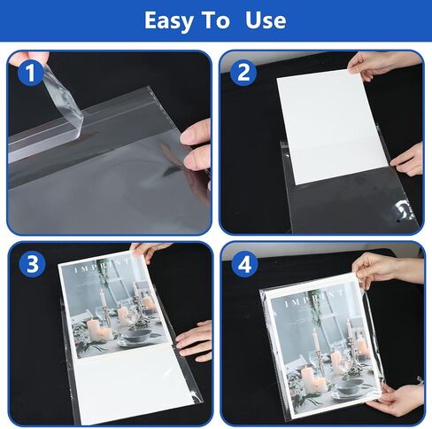 DEDC 400Pcs Magazine Covers Plastic Protector, Magazine Bags and Boards, Standard Size 9x11.8 inches, Magazine Sleeves and Boards for Storage and Display in Kuwait