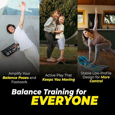 GIBBON SlackBoard Plus - 2-in-1 Slackline Balance Board for Adults - Workout Equipment Home Gym Training - Wooden Balance Trainer - Standing Desk Exercise, Yoga, Agility, Pilates, Core, Fitness in Saudi Arabia