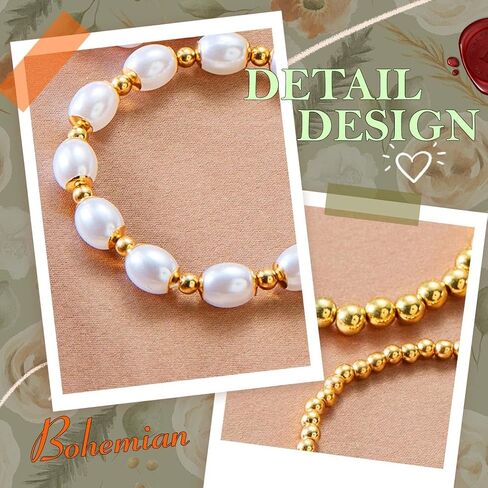 Gold Beaded Layered Bracelet Bohemian Clay Beads Stackable Bracelets 7PCS Stretch Bangle Set for Women and Men((P-02) in Saudi Arabia