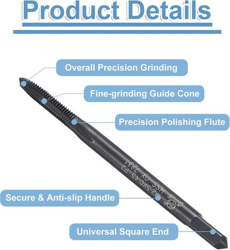 uxcell Spiral Point Plug Threading Tap M2.5 x 0.45 Thread, Ground Threads H2, High Speed Steel 6542, Nitriding, Metric Screw Taps Tapping Bit for Thread Repair, 4pcs in Saudi Arabia