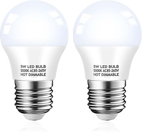 Refrigerator Light Bulb, 40W Equivalent, 5W Daylight White 5000K E26 Base Non-Dimmable, Waterproof LED A15 Appliance Bulb for Fridge Freezer Home Lighting, 2-Pack in Saudi Arabia