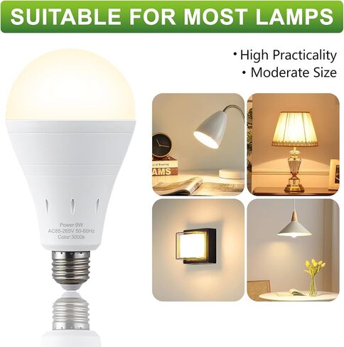 6 Pack Rechargeable Emergency Light Bulbs, Battery Powered Energy Efficient LED Light Bulb 6000K Daylight E26 120 Volt 9W 60W Equivalent with 1200mAh for Home Power Outage Camping Hurricane in Saudi Arabia