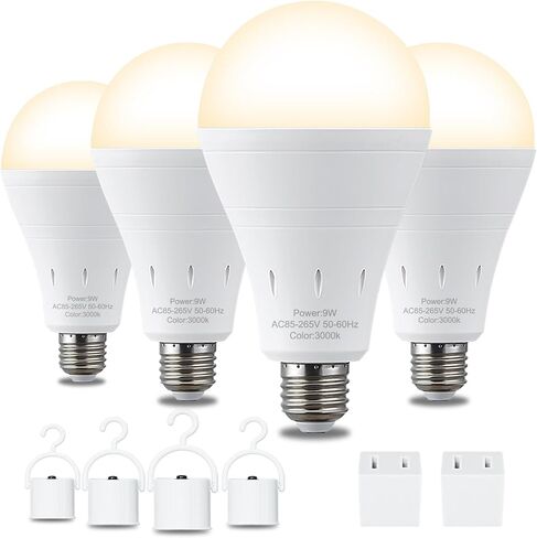 6 Pack Rechargeable Emergency Light Bulbs, Battery Powered Energy Efficient LED Light Bulb 6000K Daylight E26 120 Volt 9W 60W Equivalent with 1200mAh for Home Power Outage Camping Hurricane in Saudi Arabia