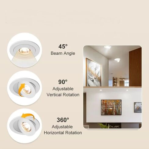 4 بوصة LED LED مصباح راحة ، 90 ° إضاءة مقلة العين القابلة للتعديل ، 5CCT 9W الأضواء المريحة قابلة للاستراحة مع مربع الوصلات (4 حزمة) in Saudi Arabia