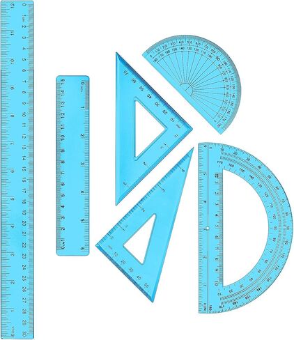 Tenare 1 Set Plastic Clear Math Set Includes Protractor Triangle Rulers 12 Inch 6 Inch Straight Geometry Math Transparent Ruler Measuring Tool for School Office Home Supplies(Clear) in Saudi Arabia
