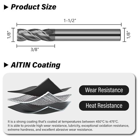 3pcs 1/8 "Carbide Square End Mills مجموعة 4 بتات طحن CNC المطلية بالفلط in Kuwait