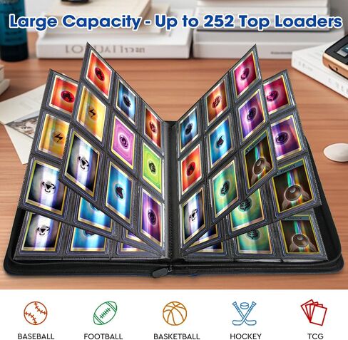 يضم Top Loader Binder ، 4 جيوب Card Binder 112 Top Loaders ، حامل مجموعة بطاقات التداول المتميز ، ألبوم تخزين Top Loader لـ TCG ، البطاقات الرياضية ، الأسود (لأعلى اللوادر فقط) in Kuwait