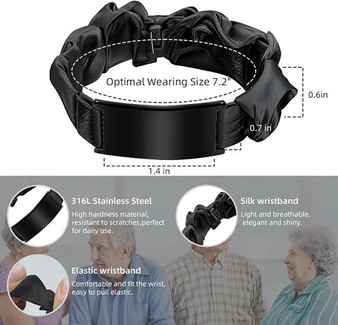 Medical Alert Bracelets for Women Personalized Elastic Silk Wristband Medical ID Bracelet Engraved Emergency Information Diabetes Epilepsy Autism Allergy in Saudi Arabia