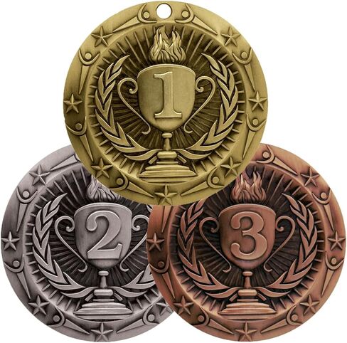 Decade Awards Place World Class Engraved Medal - 3 Inch Wide Olympic WCM Place Medallion with Stars and Stripes American Flag V Neck Ribbon - for Adults & Kids in Saudi Arabia