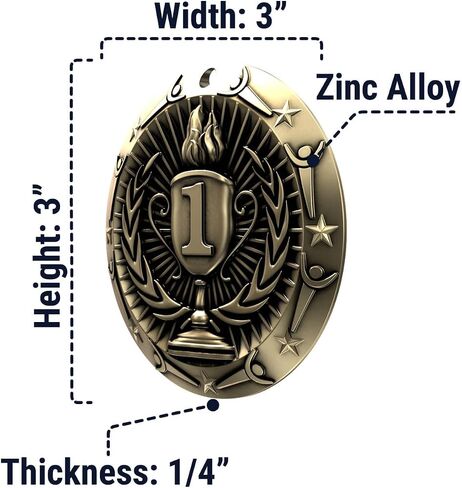 Decade Awards Place World Class Engraved Medal - 3 Inch Wide Olympic WCM Place Medallion with Stars and Stripes American Flag V Neck Ribbon - for Adults & Kids in Saudi Arabia