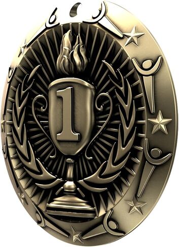 Decade Awards Place World Class Engraved Medal - 3 Inch Wide Olympic WCM Place Medallion with Stars and Stripes American Flag V Neck Ribbon - for Adults & Kids in Saudi Arabia