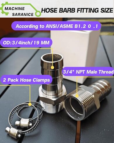 3/4" Barb x 3/4" NPT Male Stainless Steel Barbed Hose Fitting,Leak-Proof Connector for RV Water Systems, Homebrew Beer, Hydroponics, Air Compressors & More - Heavy Duty Universal Adapter (Pack of 2) in Saudi Arabia