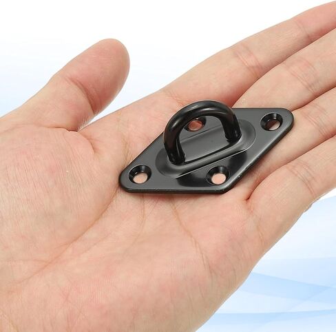 PATIKIL 4Pcs 304 Stainless Steel Ceiling Hooks, Rhombus Pad Eyes Plate Metal Wall Mount U Ceiling Hook with Screws for Hanging Ropes Post Queue Line Barrier, Black in Saudi Arabia