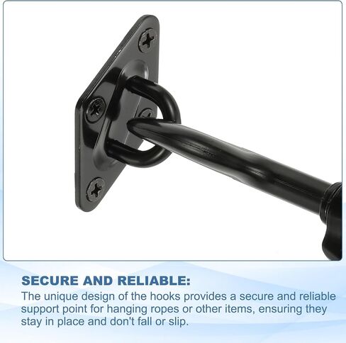 PATIKIL 4Pcs 304 Stainless Steel Ceiling Hooks, Rhombus Pad Eyes Plate Metal Wall Mount U Ceiling Hook with Screws for Hanging Ropes Post Queue Line Barrier, Black in Saudi Arabia
