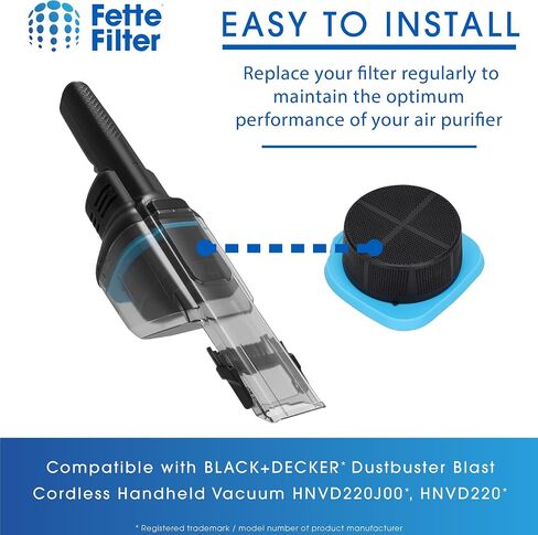 Fette Filter - HNVDF10 Presection Vacuum Filter Set متوافق مع أسود+Decker Dustbuster Blast Plash Handheld Models HNVD220J00 ، HNVD220 - حزمة 4 in Kuwait