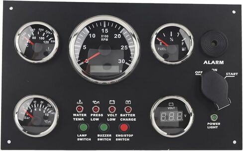 Dashboard 5 Gauge Set Switch Panel 9-32V Oil Level Water Temperature Oil Pressure Voltage Engine Speed Boat Accessories in Saudi Arabia
