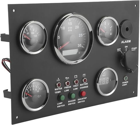 Dashboard 5 Gauge Set Switch Panel 9-32V Oil Level Water Temperature Oil Pressure Voltage Engine Speed Boat Accessories in Saudi Arabia