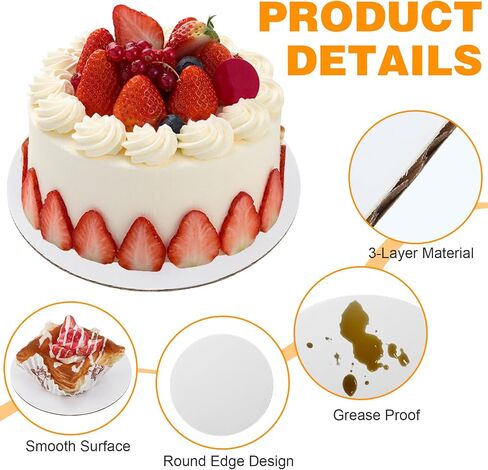 100 pcs 5 بوصة ألواح كعكة مستديرة ، 0.08 بوصة أبيض سميك ألواح الكعك من الورق المقوى من الورق المقوى للخبز - مقاومة للماء وصديق للبيئة in Kuwait