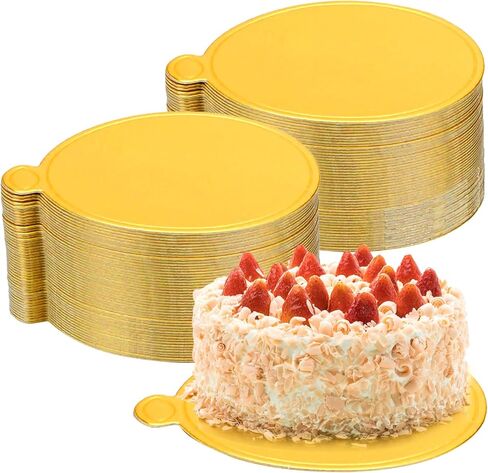 100 Pcs Gold Mini Cake Boards,3.1 inch Round Cardboard Bases,Disposable Food-Grade Plates for Mini Flan,Cupcakes and Desserts,Perfect for Party,Baking and Dessert Display Wedding Birthday in Saudi Arabia