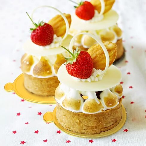 100 Pcs Gold Mini Cake Boards,3.1 inch Round Cardboard Bases,Disposable Food-Grade Plates for Mini Flan,Cupcakes and Desserts,Perfect for Party,Baking and Dessert Display Wedding Birthday in Saudi Arabia