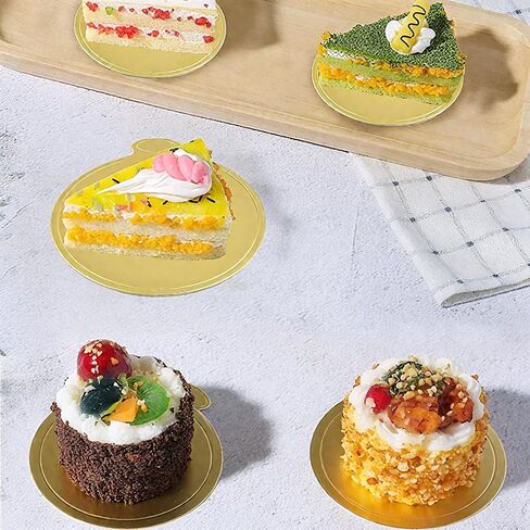 100 Pcs Gold Mini Cake Boards,3.1 inch Round Cardboard Bases,Disposable Food-Grade Plates for Mini Flan,Cupcakes and Desserts,Perfect for Party,Baking and Dessert Display Wedding Birthday in Saudi Arabia