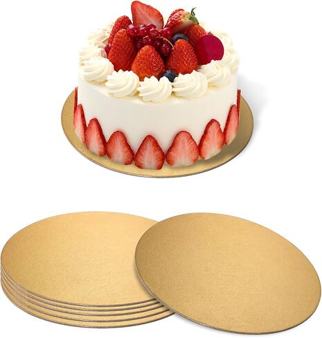 Simarro 6 Pack Golden Cake Boards ، 8 بوصات مستديرة ، دوائر كعكة ثقيلة من أجل الزفاف ، أعياد الميلاد ، الحلوى ، الخبز ، تزيين البيتزا والمعارض in Saudi Arabia