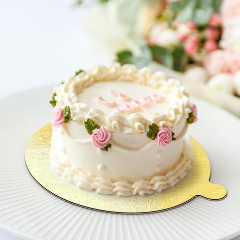 لوحة كعكة مستديرة 5 بوصة مع Tab Mini Pastry عكسي مشمع لوحات الحلوى مصغرة لألواح معجنات عرض الحلوى (الذهب والأسود) in Saudi Arabia