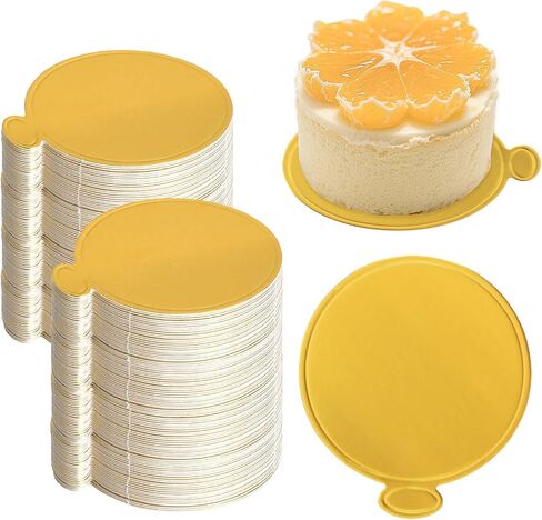 100 Pcs Round Mini Cake Boards 3 inch Gold Circle Base Paper Cupcake Dessert Plates for Wedding Birthday Party Baby Shower in Saudi Arabia