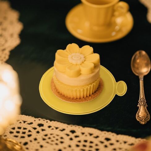 100 Pcs Round Mini Cake Boards 3 inch Gold Circle Base Paper Cupcake Dessert Plates for Wedding Birthday Party Baby Shower in Saudi Arabia