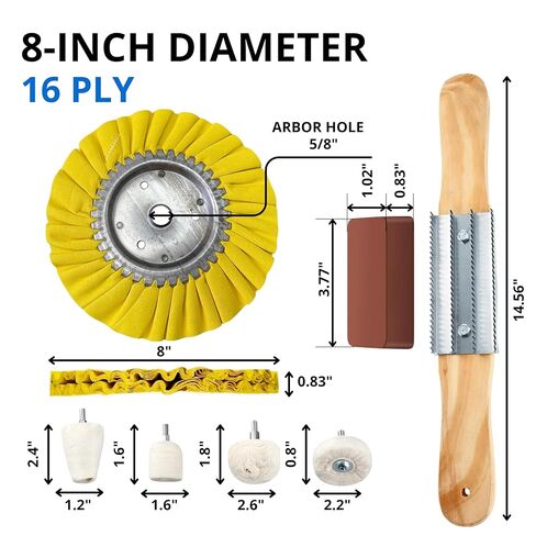13PCS 8 Inch Aluminum Polishing Kit – Airway Buffing Wheels and Compounds Set for Metal Rim Shine Restoration Grinder Compatible Wheel Polisher for Chrome Finishing and Surface Refining in Kuwait
