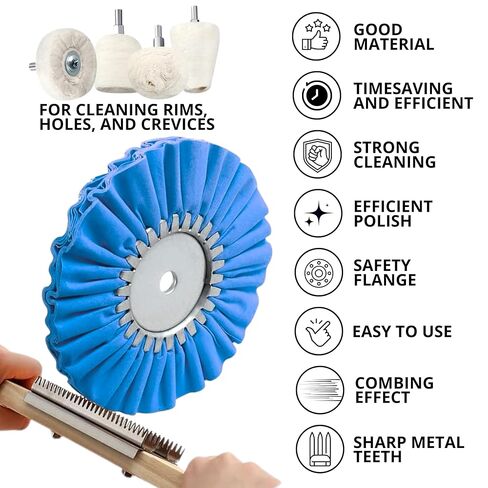 13PCS 8 Inch Aluminum Polishing Kit – Airway Buffing Wheels and Compounds Set for Metal Rim Shine Restoration Grinder Compatible Wheel Polisher for Chrome Finishing and Surface Refining in Kuwait