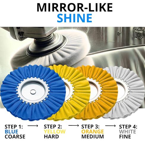 13PCS 8 Inch Aluminum Polishing Kit – Airway Buffing Wheels and Compounds Set for Metal Rim Shine Restoration Grinder Compatible Wheel Polisher for Chrome Finishing and Surface Refining in Kuwait