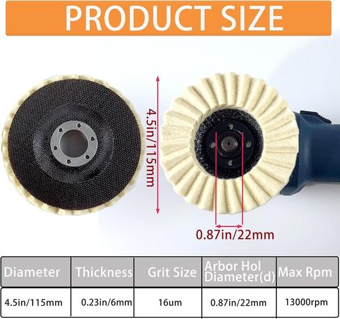 6PCS Wool Felt Flap Polishing Disc, Wool Felt Flap Discs Polishing Wheel, 4.5 Inch Wool Polishing Wheel for Angle Grinder, Metal, Marble, Stone, Furniture, Car Wax (6) in Saudi Arabia