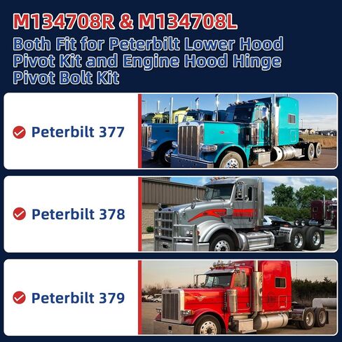M134708R & M134708L for Peterbilt Lower Hood Pivot Kit & Hood Hinge Pivot Bolt Bushing Bracket Kit for Peterbilt 377 378 379 Replace:13-04708R 13-04708L 13-04154 13-04164 13-04626 in Saudi Arabia