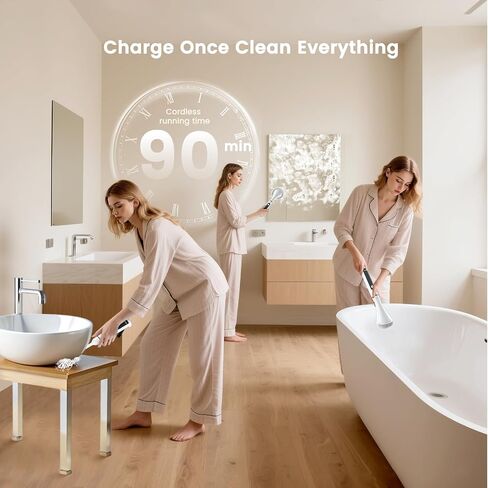 Electric Spin Scrubber Brush - Rechargeable Cordless Cleaning Brush with Full-Body IPX7 Waterproof, 6 Interchangeable Heads & 2-Speed Modes for Bathroom, Kitchen, Tile in Saudi Arabia