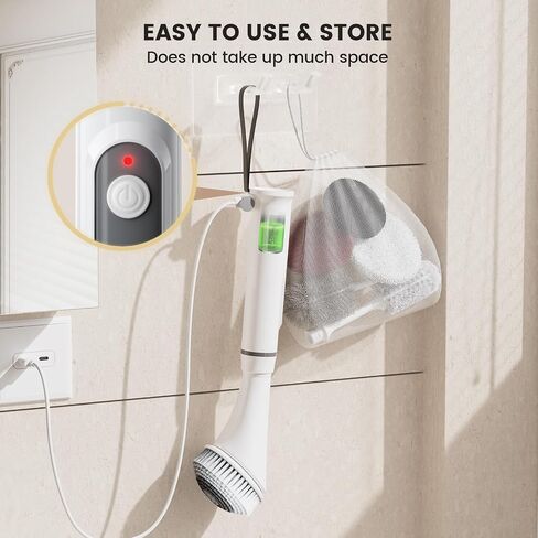 Electric Spin Scrubber Brush - Rechargeable Cordless Cleaning Brush with Full-Body IPX7 Waterproof, 6 Interchangeable Heads & 2-Speed Modes for Bathroom, Kitchen, Tile in Saudi Arabia