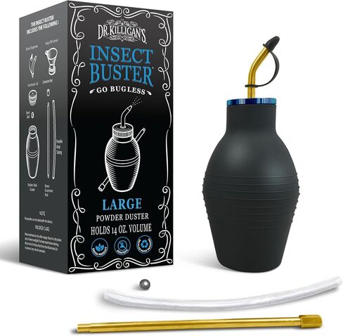 Dr. Killigan's The Insect Buster - Bulb Duster, Sprayer, Applicator, Dispenser for Diatomaceous Earth and Other Powders - Effective Dust Application Tool - Large (14oz) in Kuwait