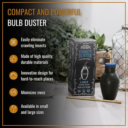 Dr. Killigan's The Insect Buster - Bulb Duster, Sprayer, Applicator, Dispenser for Diatomaceous Earth and Other Powders - Effective Dust Application Tool - Large (14oz) in Kuwait