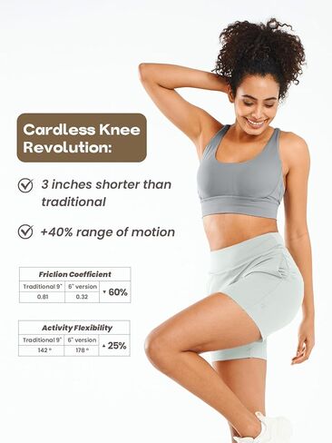 ALLZERO Feel Fit™ Women's Bermuda Shorts 6" with Zip Pockets High Waisted Yoga Shorts Athletic Running Workout White-M in Saudi Arabia