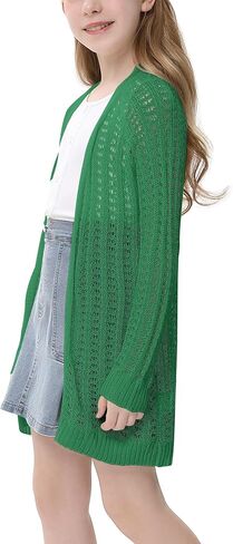 Girl's Crochet Cardigan Summer Lightweight Long Sleeve Soft Boho Cardigans Beach Cover UP Beige in Saudi Arabia