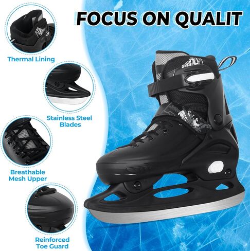 Nattork Ice Skates 4 أحجام قابلة للتعديل للأطفال الفتيان ، التزلج على الجليد المبتدئين في الهواء الطلق ، الحماية الصعبة الناعمة والمريحة للأطفال في سن المراهقة in Saudi Arabia