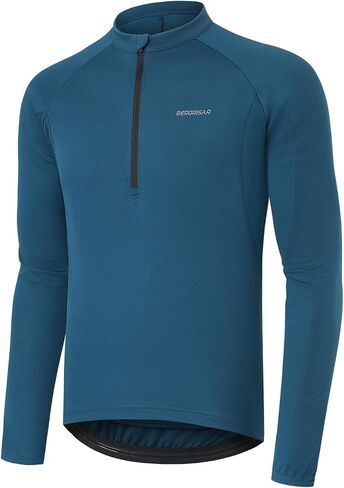 Bergrisar Cycling Jersey Men Sleeves Half Zip Bike Jersey مع قميص الدراجة الجبلية لركوب الدراجات في جيب السحاب in Kuwait