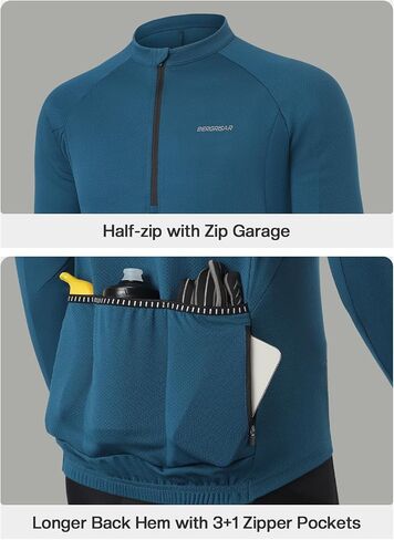 Bergrisar Cycling Jersey Men Sleeves Half Zip Bike Jersey مع قميص الدراجة الجبلية لركوب الدراجات في جيب السحاب in Kuwait